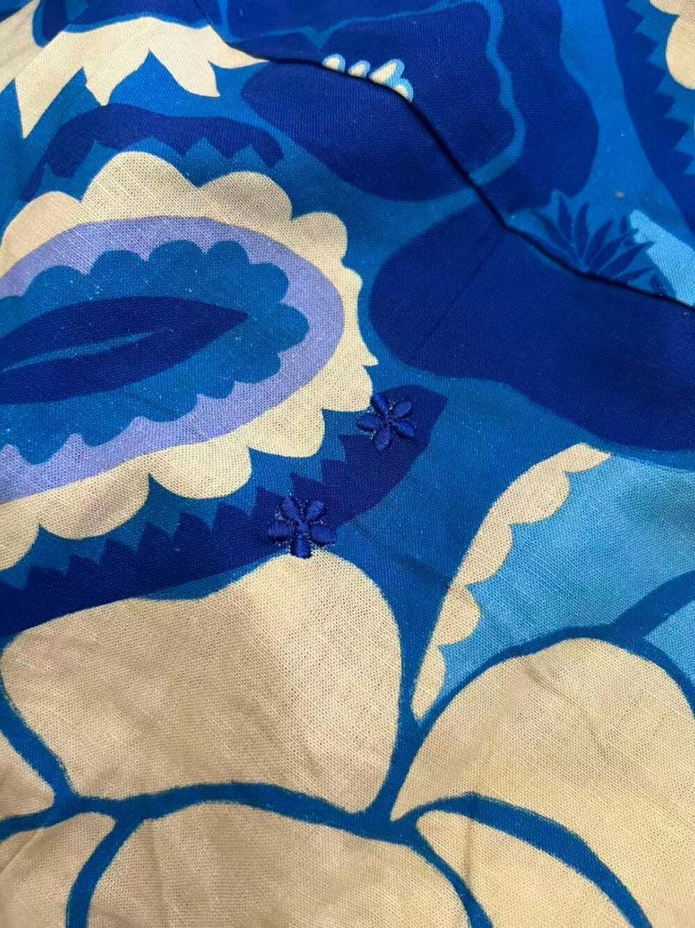 NWOT Farm Rio Linen-Blend Tropical Groove Belted Romper Blue Floral Size S - Picture 12 of 12